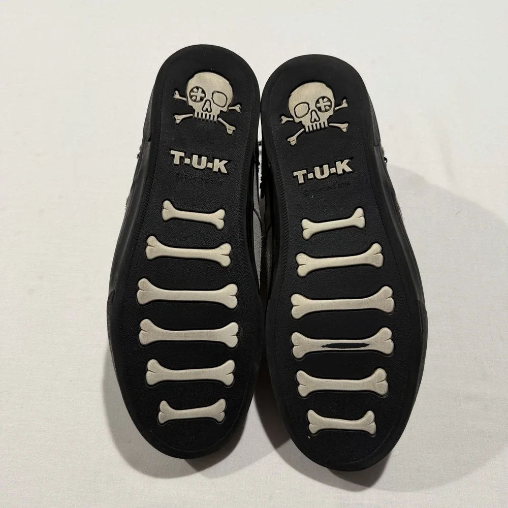 TUK Mens 12 Grey Suede Creeper Sneakers Bondage Straps D-Ring Zipper Punk Rock